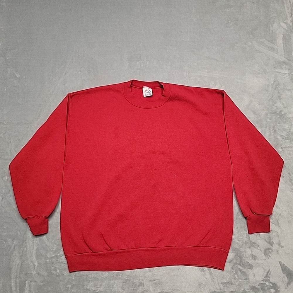 Vintage Jerzees Sweatshirt Men XL Red Blank Crewneck Pullover Fleece Made In USA